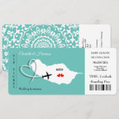 Invitation Mariage Destination Madeira Europe Ticket (Devant / Derrière)