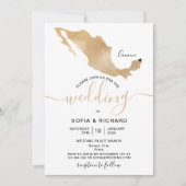 Invitation Mariage Destination Mexique Gold Movable Heart Inv (Devant)
