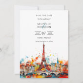 Invitation Mariage Destination moderne Paris Tour Eiffel (Devant)