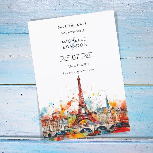 Invitation Mariage Destination moderne Paris Tour Eiffel