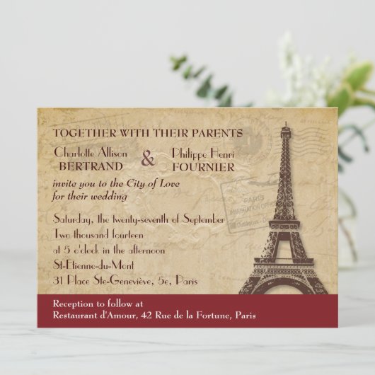 Invitation Mariage Destination Paris (Debout devant)