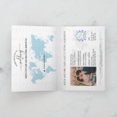 Invitation Mariage Destination Passeport Bleu Cimier Monogram (Intérieur)
