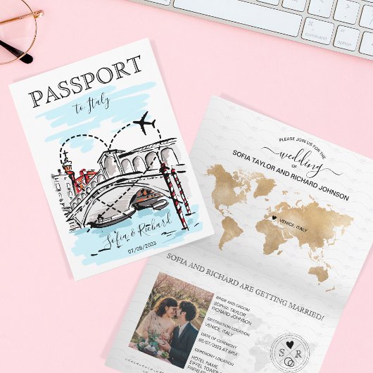 Invitation Mariage Destination Passeport Italie Venise