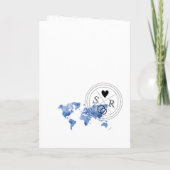 Invitation Mariage Destination Passport Blue World Map (Dos)