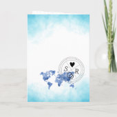 Invitation Mariage Destination Passport Blue World Map Invita (Dos)