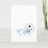 Invitation Mariage Destination Passport Blue World Map Invita (Dos)