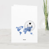 Invitation Mariage Destination Passport Blue World Map Invita (Dos)