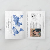 Invitation Mariage Destination Passport Blue World Map Invita (Intérieur)