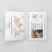 Invitation Mariage Destination Passport Blush World Map Peach (Intérieur)