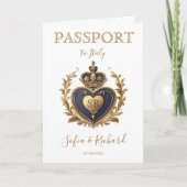 Invitation Mariage Destination Passport Gold Crest (Devant)