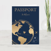 Invitation Mariage Destination Passport Gold Plan du monde (Devant)