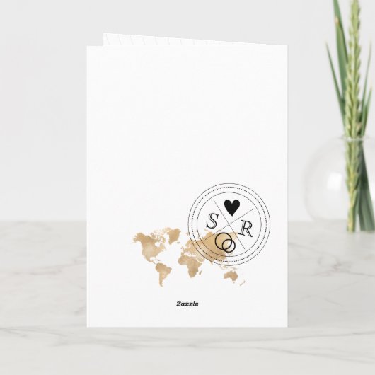 Invitation Mariage Destination Passport Gold World Code QR (Dos)
