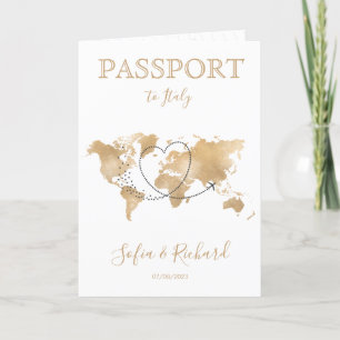 Invitation Mariage Destination Passport Gold World Map Invita