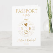 Invitation Mariage Destination Passport Gold World Map Invita (Devant)