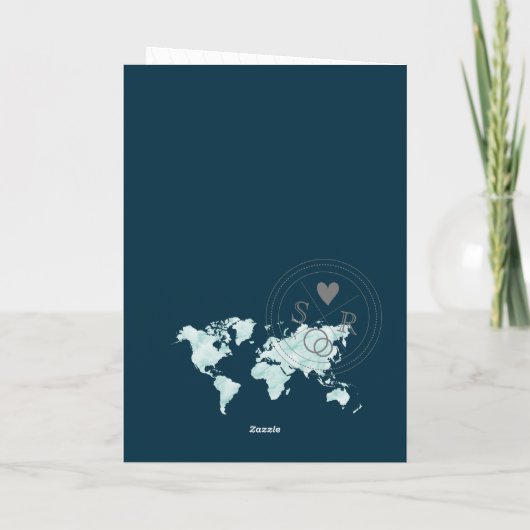 Invitation Mariage Destination Passport Gold World Map Invita (Dos)