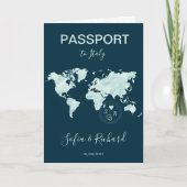 Invitation Mariage Destination Passport Gold World Map Invita (Devant)