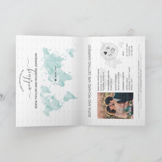Invitation Mariage Destination Passport Gold World Map Invita (Intérieur)