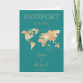 Invitation Mariage Destination Passport Gold World Map Invita (Devant)