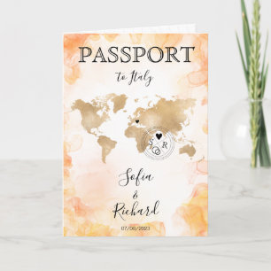 Invitation Mariage Destination Passport Gold World Map Invita