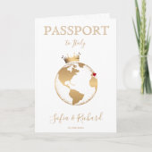 Invitation Mariage Destination Passport Gold World Map Invita (Devant)