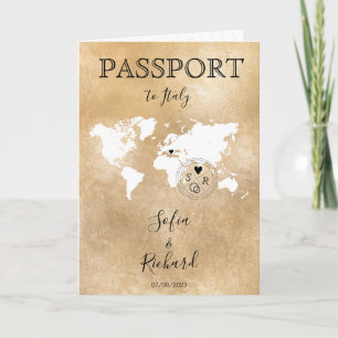 Invitation Mariage Destination Passport Gold World Map Invita