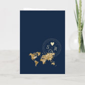 Invitation Mariage Destination Passport Gold World Map Invita (Dos)