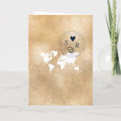 Invitation Mariage Destination Passport Gold World Map Invita (Dos)
