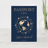Invitation Mariage Destination Passport Gold World Map Invita (Devant)