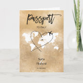 Invitation Mariage Destination Passport Gold World Map Invita (Devant)