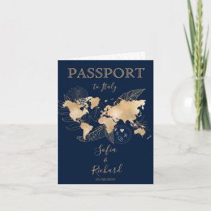 Invitation Mariage Destination Passport Gold World Map Invita