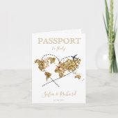 Invitation Mariage Destination Passport Gold World Map Invita (Devant)