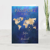 Invitation Mariage Destination Passport Gold World Map Invita (Devant)