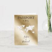 Invitation Mariage Destination Passport Gold World Map Marble (Devant)