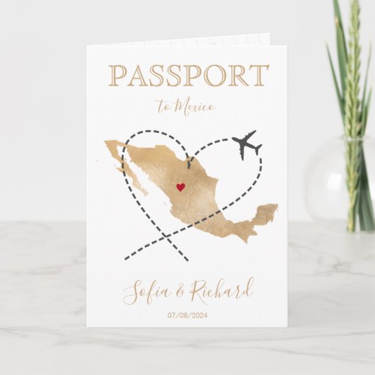 Invitation Mariage Destination Passport Mexique World MaP (Devant)