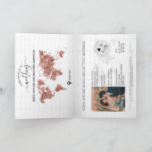 Invitation Mariage Destination Passport Rose Gold World Map (Intérieur)