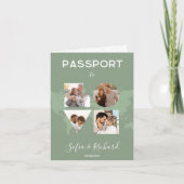 Invitation Mariage Destination Passport Sage World Map LOVE (Devant)