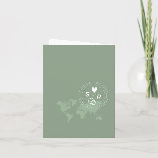 Invitation Mariage Destination Passport Sage World Map LOVE (Dos)