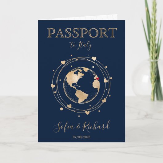Invitation Mariage Destination Passport World Map Code QR (Devant)