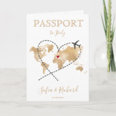 Invitation Mariage Destination Passport World Map Code QR (Devant)