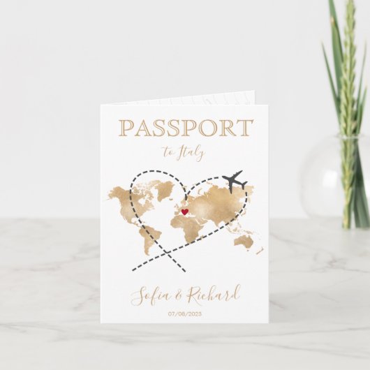 Invitation Mariage Destination Passport World Map Code QR (Devant)