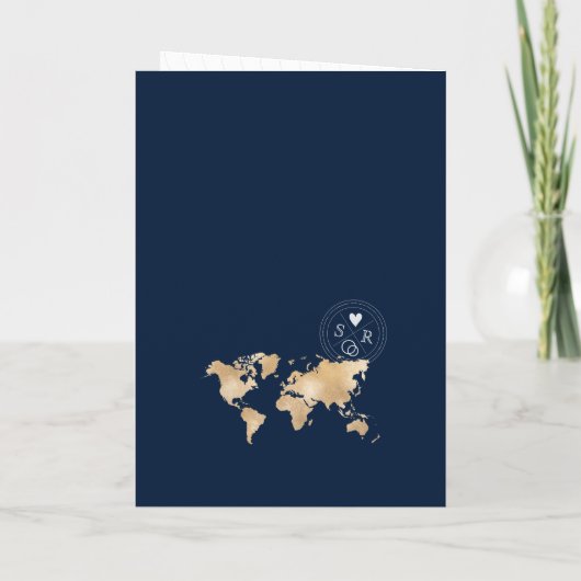 Invitation Mariage Destination Passport World Map Code QR (Dos)