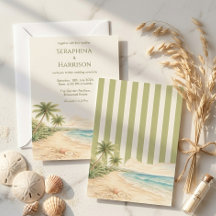 Mariage Destination Plage Moderne Rayure Vert Saug