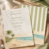 Invitation Mariage Destination Plage Moderne Rayure Vert Saug
