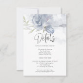Invitation Mariage Détails Dusty Blue Watercolor Roses (Devant)