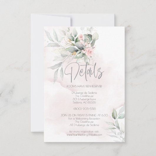Invitation Mariage | Détails Fleurs rustiques et Eucalyptus (Devant)