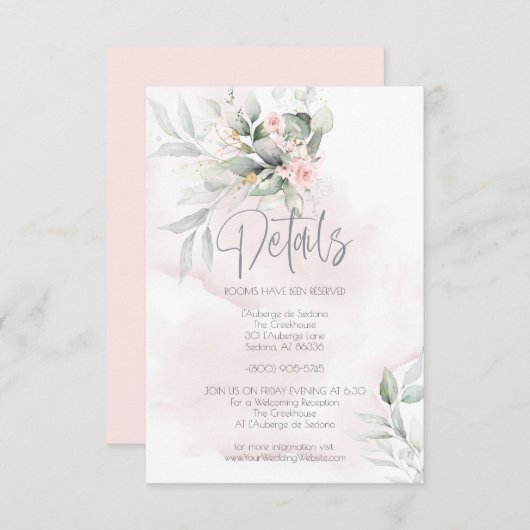 Invitation Mariage | Détails Fleurs rustiques et Eucalyptus (Devant / Derrière)