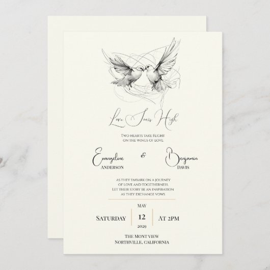 Invitation Mariage d'étalonnage minimal de l'amour (Devant / Derrière)
