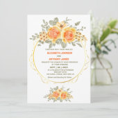 Invitation mariage d'été à fleurs orange et jaune (Debout devant)