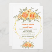 Invitation mariage d'été à fleurs orange et jaune (Devant / Derrière)