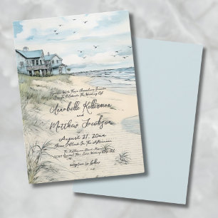 Invitation Mariage d'été à l'aquarelle sur la plage